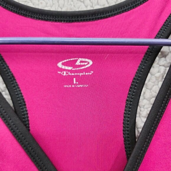 Champion Tank Top Womens Athletic Large Stretchy Workout Yoga Pink Black - Picture 10 of 10